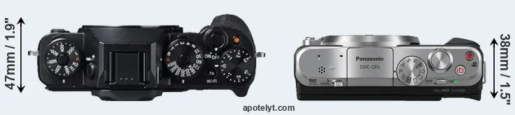 Compare X-T1 versus GF6 top