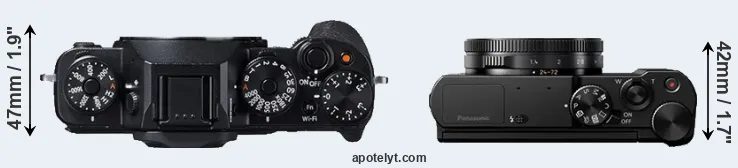 Compare X-T1 versus LX10 top