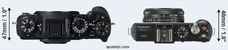 Compare X-T1 versus LX7 top