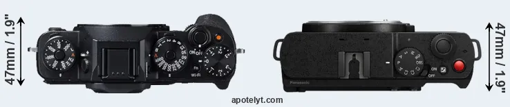 Compare X-T1 versus S9 top