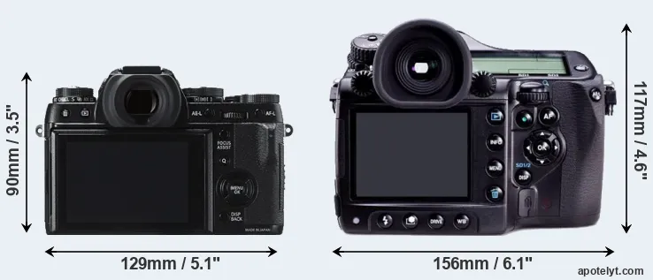 Comparison X-T1 or 645D rear
