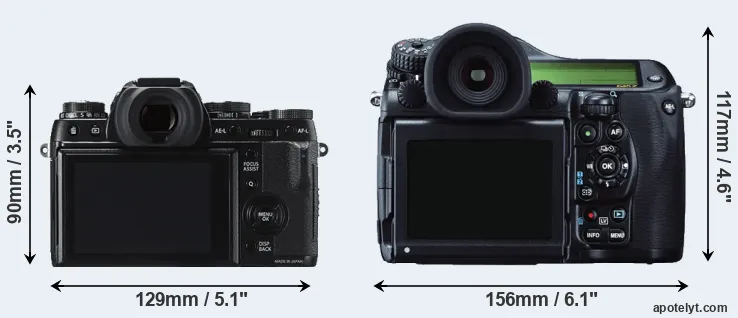 Comparison X-T1 or 645Z rear