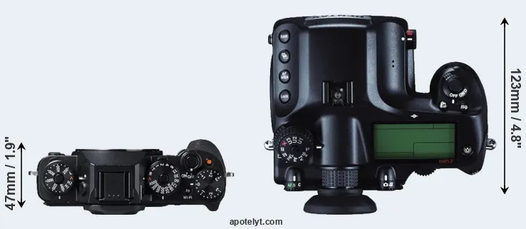 Compare X-T1 versus 645Z top