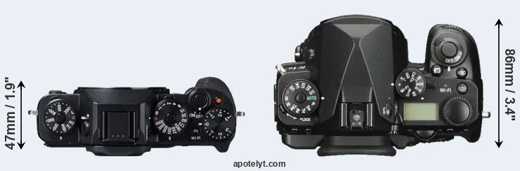 Compare X-T1 versus K-1 II top