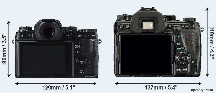 Comparison X-T1 or K-1 rear