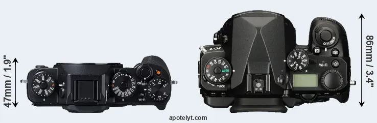 Compare X-T1 versus K-1 top