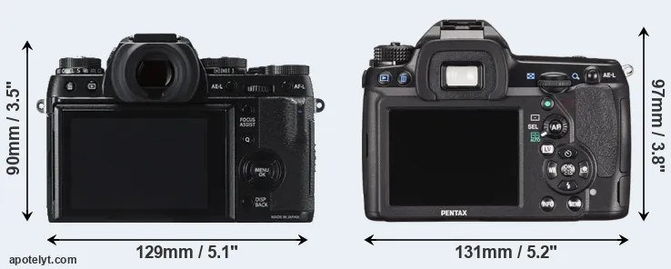 Comparison X-T1 or K-5 II rear