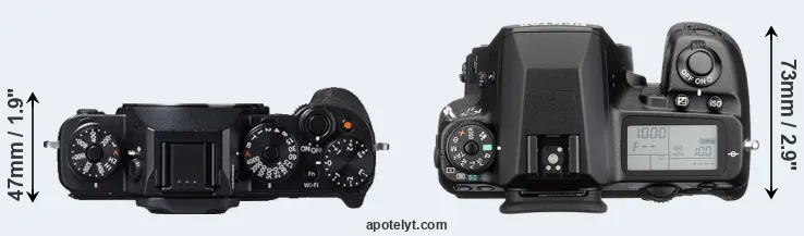 Compare X-T1 versus K-5 II top
