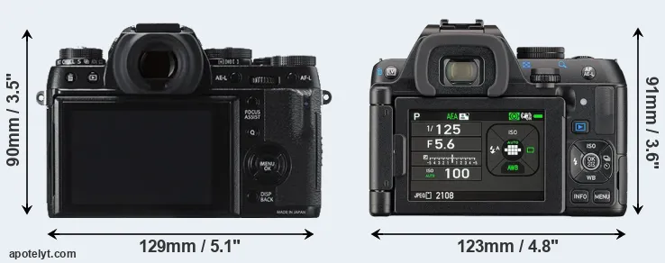 Comparison X-T1 or K-S2 rear