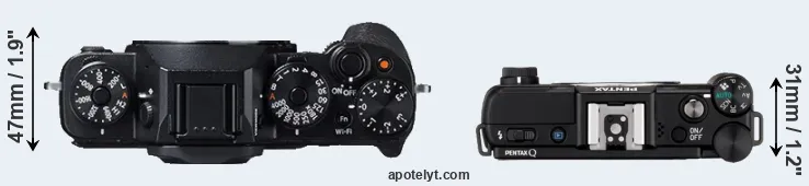 Compare X-T1 versus Pentax Q top