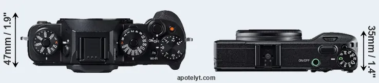 Compare X-T1 versus GR top