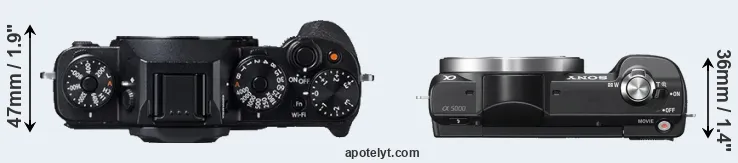 Compare X-T1 versus A5000 top