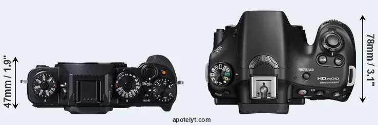 Compare X-T1 versus A58 top