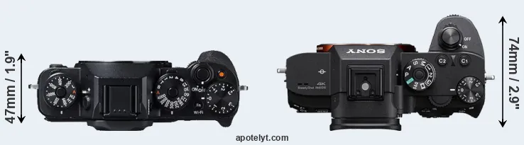 Compare X-T1 versus A7R III top