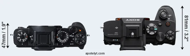 Compare X-T1 versus A7S III top