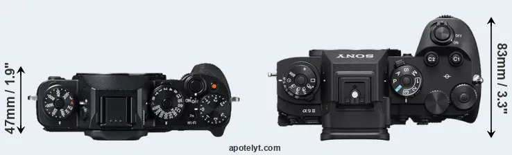 Compare X-T1 versus A9 III top