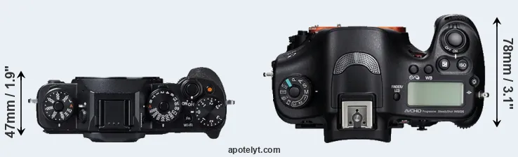 Compare X-T1 versus A99 top