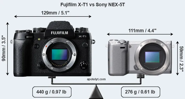 Size Fujifilm X-T1 vs Sony NEX-5T