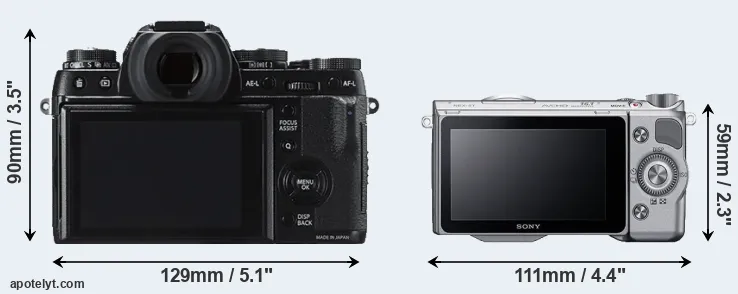 Comparison X-T1 or NEX-5T rear