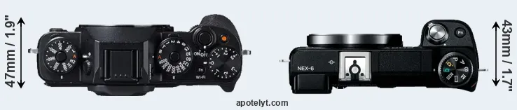 Compare X-T1 versus NEX-6 top