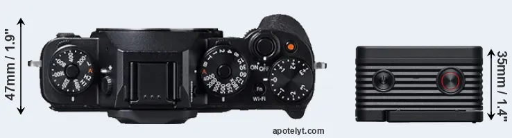 Compare X-T1 versus RX0 II top