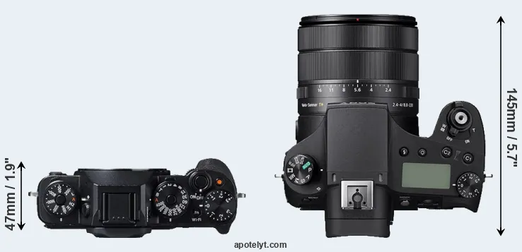 Compare X-T1 versus RX10 IV top