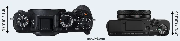 Compare X-T1 versus RX100 V top
