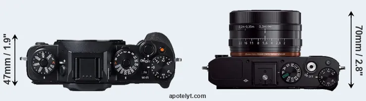Compare X-T1 versus RX1R top
