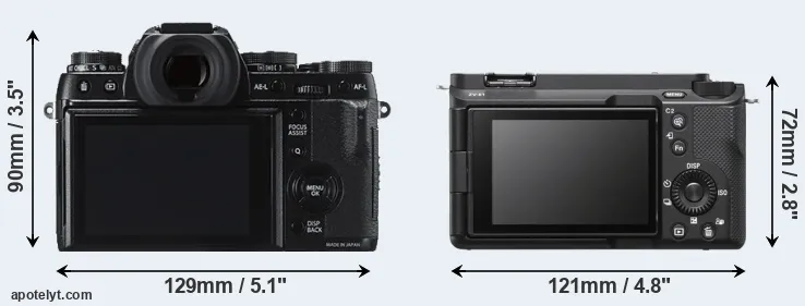Comparison X-T1 or ZV-E1 rear