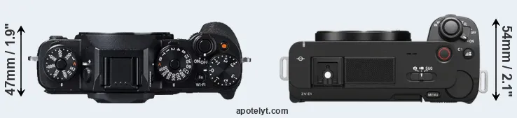 Compare X-T1 versus ZV-E1 top