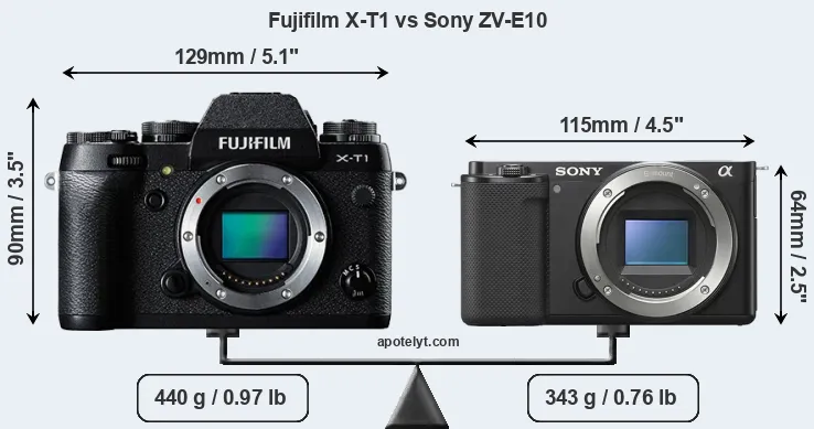 Size Fujifilm X-T1 vs Sony ZV-E10