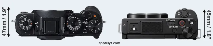 Compare X-T1 versus ZV-E10 top