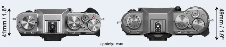 Compare X-T10 versus X-T50 top