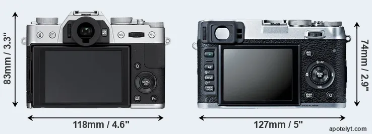 Comparison X-T10 or X100S rear