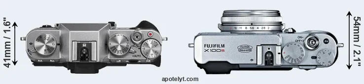 Compare X-T10 versus X100S top