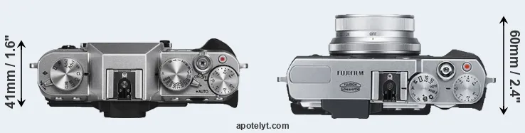 Compare X-T10 versus X30 top