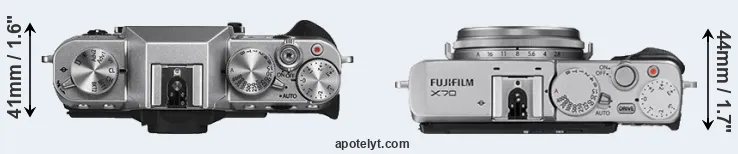 Compare X-T10 versus X70 top