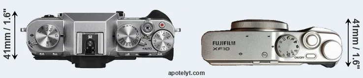Compare X-T10 versus XF10 top