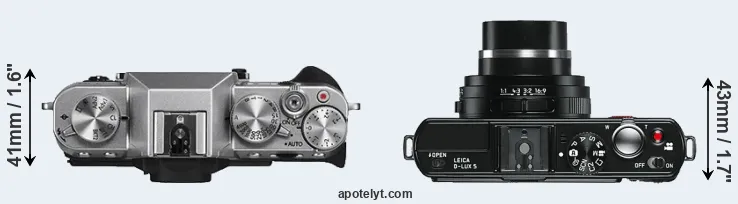 Compare X-T10 versus D-LUX 5 top