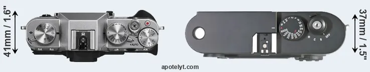 Compare X-T10 versus M8 top