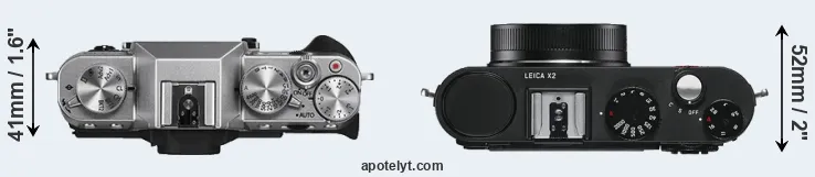 Compare X-T10 versus X2 top