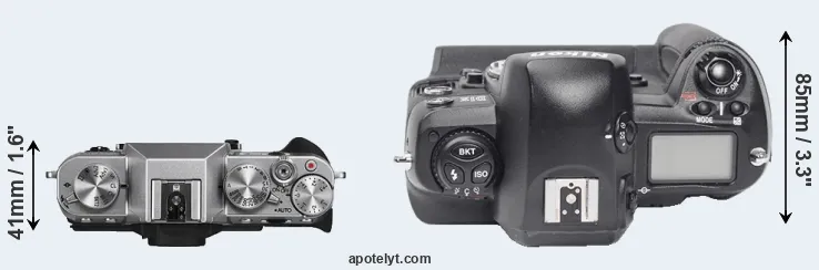 Compare X-T10 versus D1X top