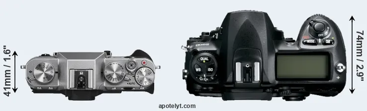 Compare X-T10 versus D200 top