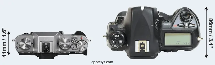 Compare X-T10 versus D2H top