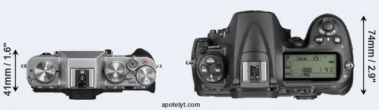 Compare X-T10 versus D300 top