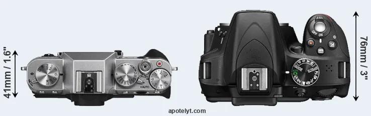 Compare X-T10 versus D3300 top