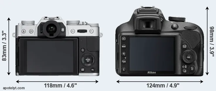 Comparison X-T10 or D3400 rear