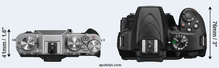 Compare X-T10 versus D3400 top