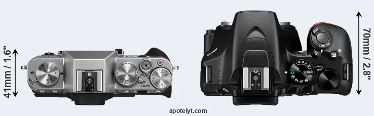 Compare X-T10 versus D3500 top