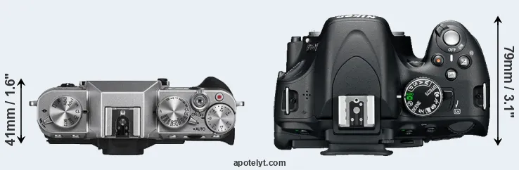 Compare X-T10 versus D5100 top